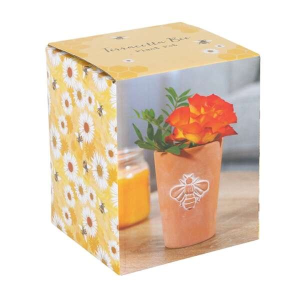 Small Terracotta Single Bee Motif Plant Pot - Image 2