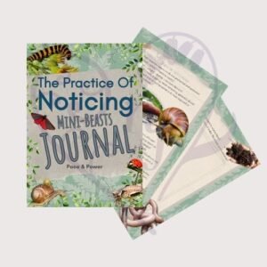 Thoughtful nature journal spread designed for tweens and teens to observe mini beasts.